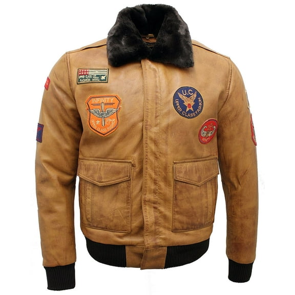 Mens Nappa Leather Bomber Jacket-Colburn in Tan