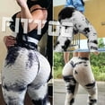 thumbnail image 3 of FITTOO Women Tie Dye Yoga Pants High Waist Ruched Butt Lift Texture Tiktok Leggings, 3 of 6