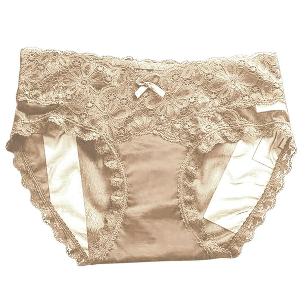 Ropa interior Gibobby mujer algodón transpirable sin rastro Encaje cómodo beige L