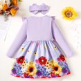 thumbnail image 3 of PatPat Sweet Toddler Girl 2pcs Floral Ruffle Edge Dress with Headband, Purple, Girl: 2 Years, 3 of 7