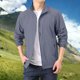 thumbnail image 5 of Mens Tops Manga Larga Color Sólido Cremallera Bolsillo Chaqueta de Pie Cuello sin Capucha Casual Moda Ropa Exterior Hombres Chaqueta Casual, 5 of 9