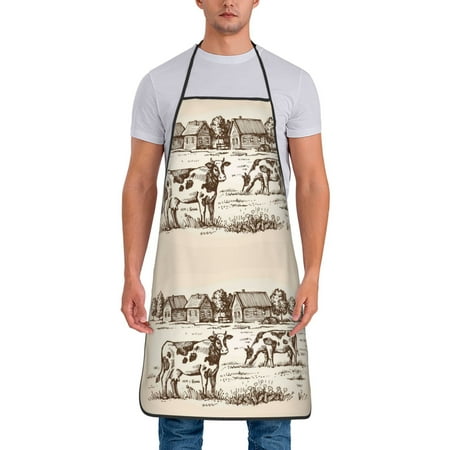 

Matuu Cows On The Farm for Cooking Apron for Men and Women Adjustable Strap and Waist Ties for Baking Cooking Gardening