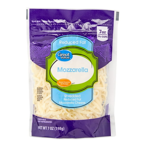 Great Value Reduced Fat Shredded Mozzarella Cheese, 7 oz