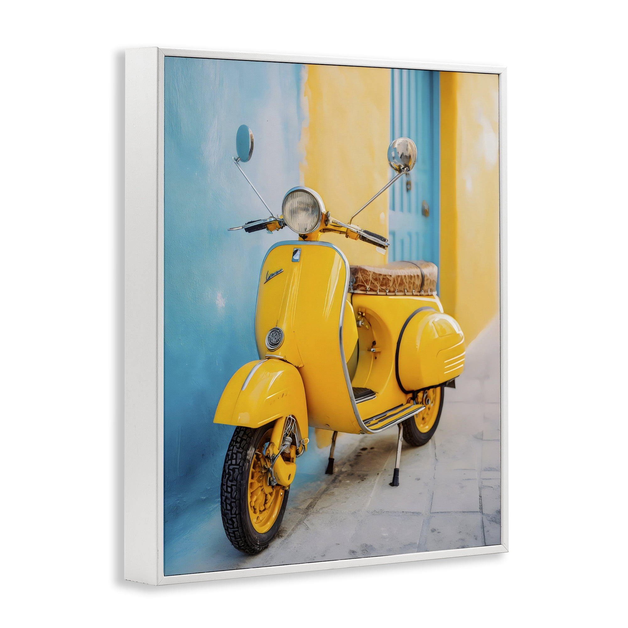Stupell Industries Sunny Ride Vintage Moped White Framed Giclee Art, design by Franklyn Gregory