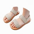 thumbnail image 6 of TOWED22 Girls Cute Heart Sandals Open Toe Summer Flats Dress Sandals Shoes White,11, 6 of 6