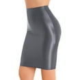 thumbnail image 5 of Zaldita Women's Shiny Oily Opaque Skirt Club Wear Sheer High Waisted Skirts Hip Skirt Shape Tight Dark Grey M, 5 of 7