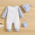 thumbnail image 4 of Otqutp Baby Party Outfits Set Boys Girls Long Sleeved Monogram Print Crawler Hat Sock Set for 0 To 9 Months Elastic Pants 3PCS Fall Winter Clothes, 4 of 4