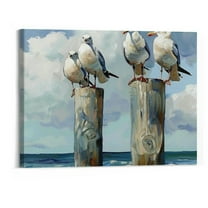 BCIIG  Framed Wall Art Seagull Paintings for Wall Decorations Birds Beach Canvas Prints Modern Coastal Animal Wall Pictures Canvas Artwork Wall Decor Canvas Wall Art Ready to Hang, 20"x16"