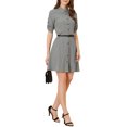 thumbnail image 5 of INSPIRE CHIC Women's Plaid Half Sleeve Button Down Dress Black L, 5 of 6