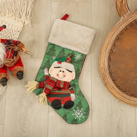 

TMOYZQ Christmas Decorations Indoor Outdoor Christmas Decoration Socks Festival Printing Gift Bag Pendant Candy Bag Christmas Gift