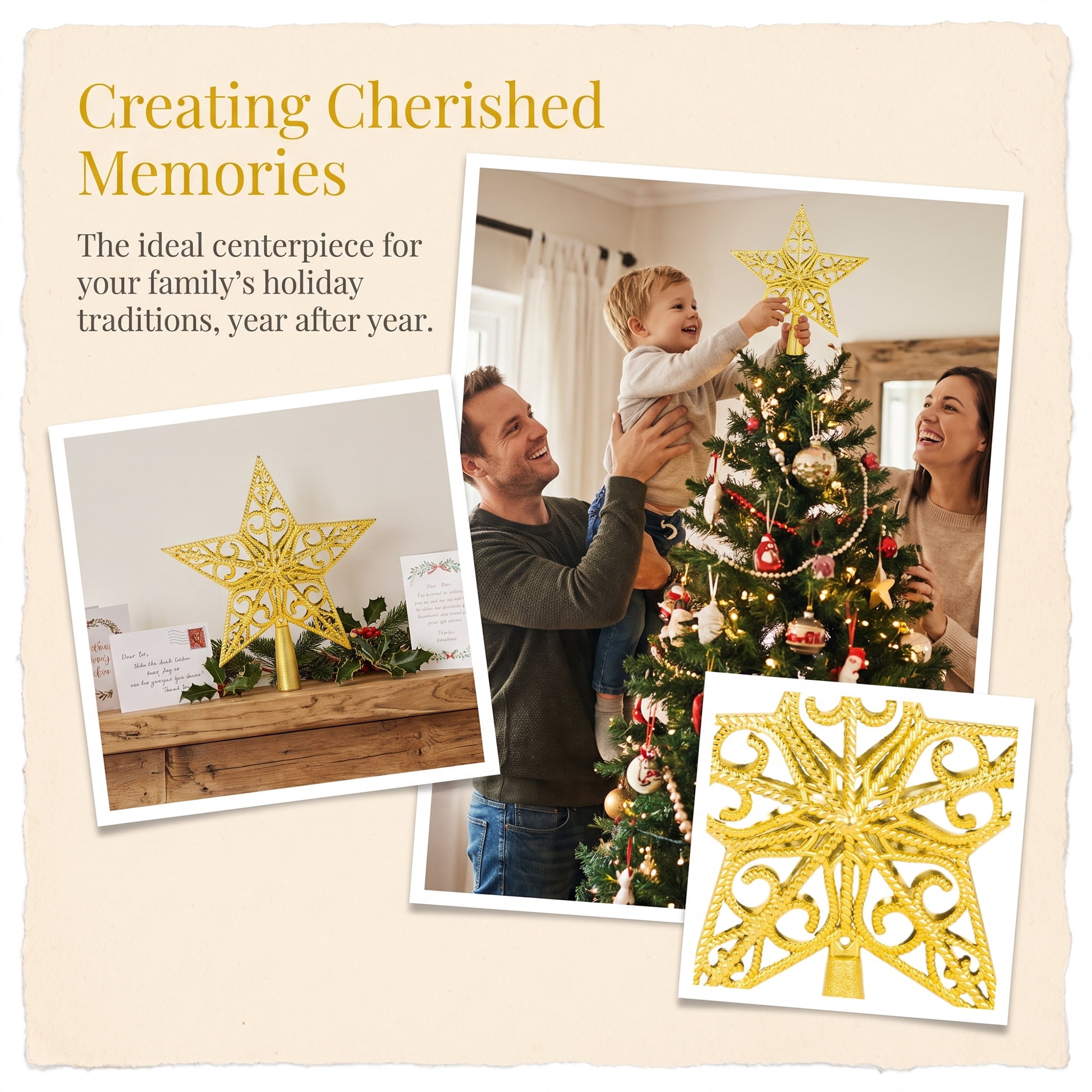 Unique Bargains Openwork Galactic Star Luxury Configurable Concealed Tree Crest Gold 5.9"