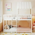 thumbnail image 4 of Costway Twin Over Twin House Bunk Bed with Roof, Ladder & Full-length Guardrails for Kids White, 4 of 10