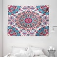 thumbnail image 1 of India Tapestry, Henna Style Floral Circles Paisley Retro Kaleidoscope Image, Wall Hanging for Bedroom Living Room Dorm Decor, 80W X 60L Inches, Turquoise Hot Pink and Light Pink, by Ambesonne, 1 of 2