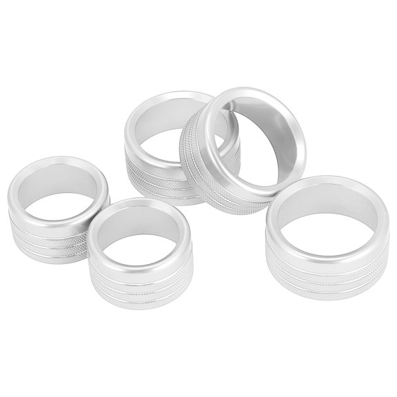 5pcs Silver Tone Aluminum Alloy AC Radio Switch Knob Cover for Dodge for Ram 1500 2018 2019 2020