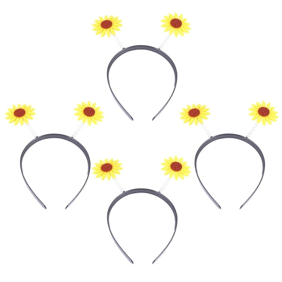 Raindrops Sunflower Flower Crown Set, Assorted Colors, 4 Pieces for Festive and Casual Wear