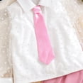 thumbnail image 5 of Ugoldhm Little Girls Fashion Suit Set Mesh Sleeve T Shirt, Pink Tie and Pleated Pant Cute Dressy Clothes, 5 of 8
