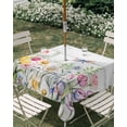 thumbnail image 3 of Square Outdoor Tablecloth with Umbrella Hole Wildflowers Outside Table Cloth Waterproof Patio Table Cover Spring Farmhouse Tulip Floral Leaf Wooden Grain Zipper Tablecloths for Picnic 60x60 Inch, 3 of 8
