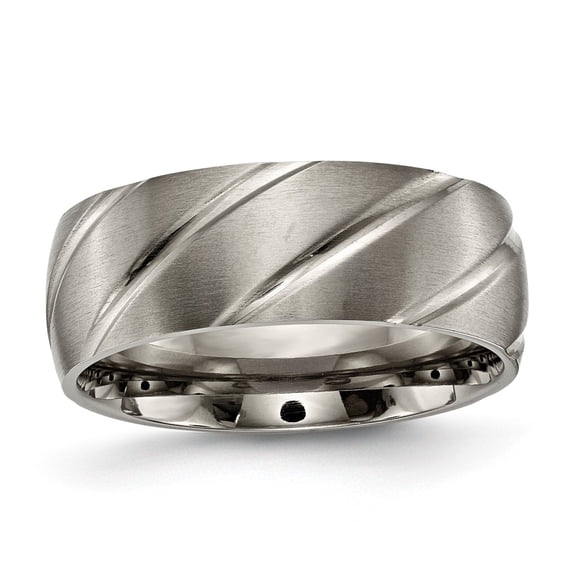 Grey Titanium Ring Band Wedding Standard Satin Swirl Design 8mm