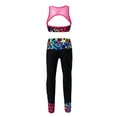 thumbnail image 2 of MSemis Kids Girls Athletic Sport Crop Top with Leggings Digital Printed Love Dance 2 Pieces Mesh Outfit, 2 of 2