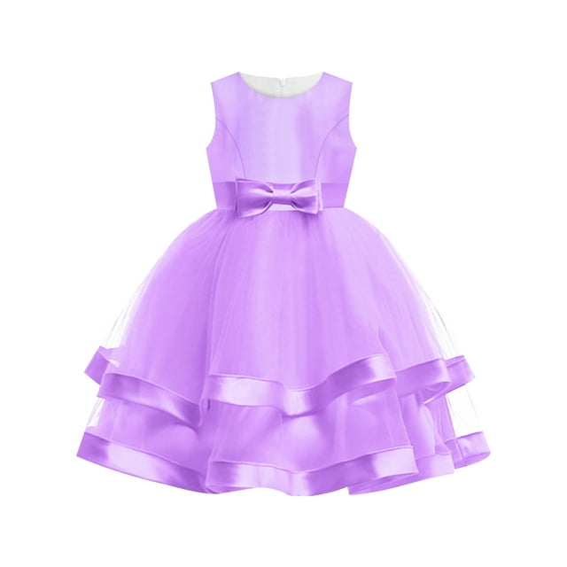 Robe Fille Sans Manches Violette Robe de Bal Mariage Fête Concours 12 Ans