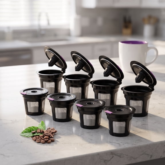 8 Pack Reusable K Cups for Keurig, Refillable Coffee Pods with 304 Stainless Steel Mesh Filter, Universal K Cup Compatible Pods BPA Free
