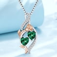 thumbnail image 2 of Taioiat Double Birthstone Necklaces for Women 18K Gold Plated Birthstone Rose Flower Jewelry Anniversary Valentines Day Mother's Day Birthday Gifts for Her Wife Girlfriend Mom, 2 of 7