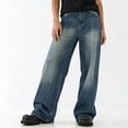 thumbnail image 6 of Nmnitkp Jean Men's Pants Retro Washed Baggy Wide Leg Jeans, Loose Straight Leg Denim Pants, Casual Streetwear Trousers with 5 Pockets for Daily Wear Blue,XL, 6 of 8