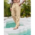 thumbnail image 3 of COOFANDY Men's Linen Pants Lightweight Loose Fit Drawstring Pant Casual Joggers Yoga Beach Pants with Pockets, 3 of 6