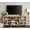 Oak, variant on WAMPAT Farmhouse TV Stand with 4-Door Glass, Oak Entertainment Center Table for Living Room