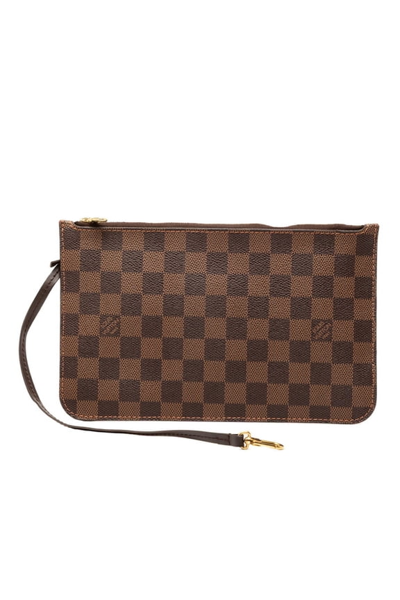 Pre-Owned Louis Vuitton Neverfull accessory bag pouch brown leather women's LOUIS VUITTON