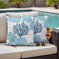 thumbnail image 5 of 2 Pack Outdoor Waterproof Throw Pillow Covers,Classic Sea Blue Coral Decorative Square Pillow Case Patio Pillowcases for Chair Couch Sofa 16x16in, 5 of 9