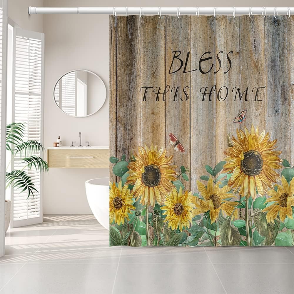 JOOCAR Rustic Farmhouse Shower Curtain for Bathroom Bless This Home