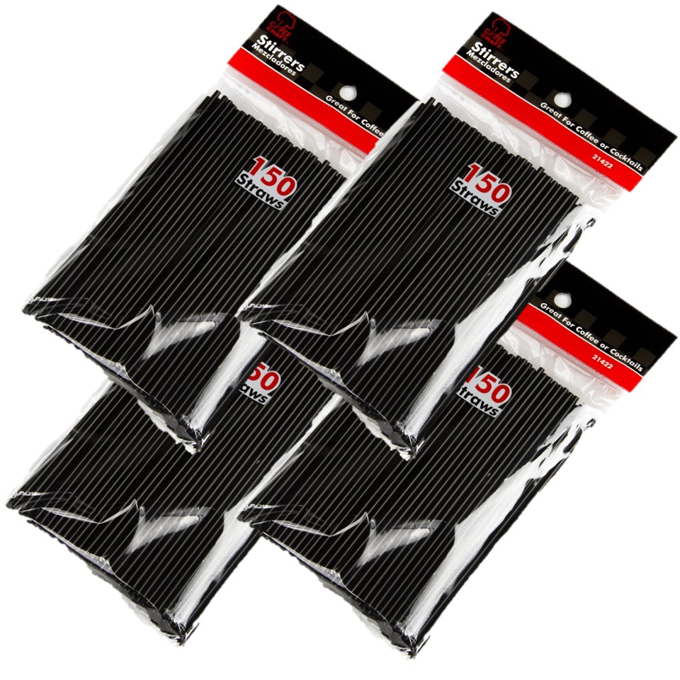 (4 pack) Chef Craft Black Plastic Coffee Stirrers, 600 ct total