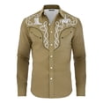 thumbnail image 3 of Girls T Shirts Kids Western Cowboy Print Long Sleeve Button Down Casual Shirt Baby Tees Khaki 10-11 Years, 3 of 5