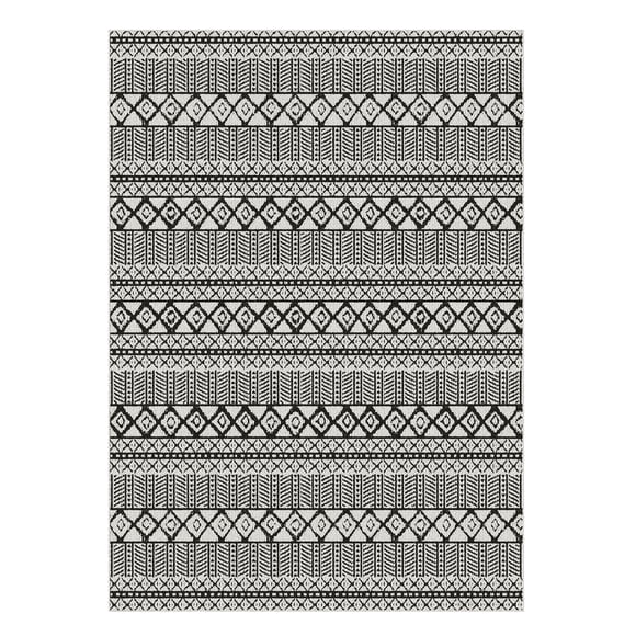 Mainstays Indoor Modern Tribal Geometric Machine-Tufted Black and White Area Rug, 5' x 7', Machine Washable, Non-Skid Backing