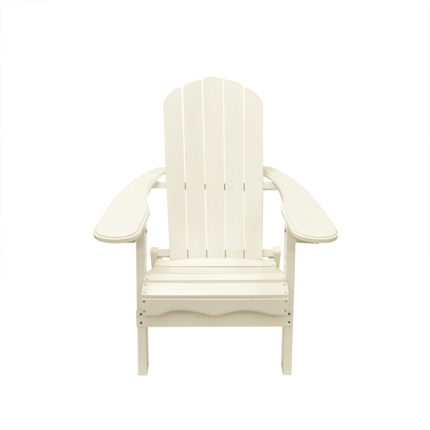 40" White Wooden Folding Outdoor Patio Adirondack Chair ...
