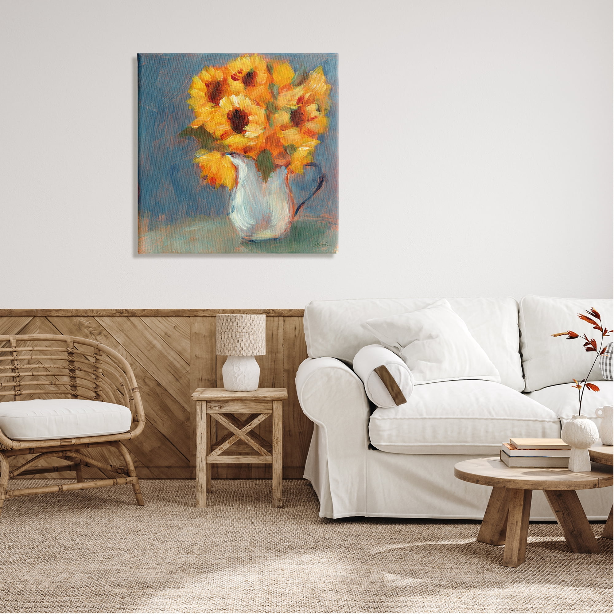Stupell Industries Sunflower Vase Painting Botanical & Floral Painting Gallery Wrapped Canvas Print Wall Art, 30 x 30