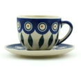 thumbnail image 3 of Polish Pottery 2 oz Espresso Cup with Saucer (Peacock Theme) Hand Painted in Boleslawiec, Poland + Certificate of Authenticity, 3 of 6