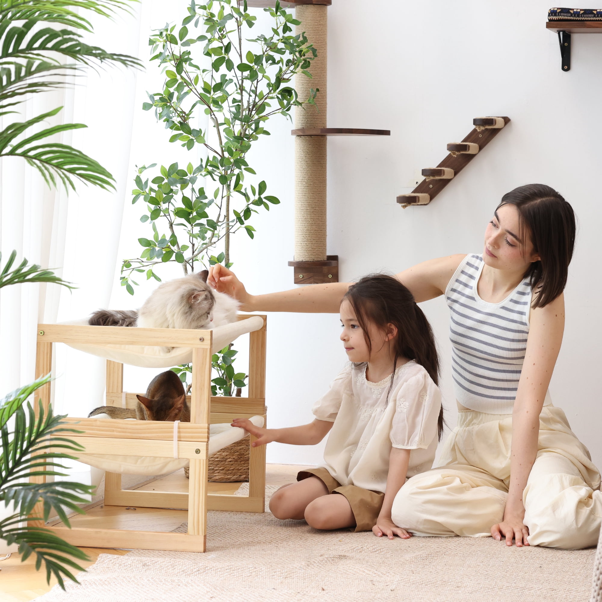 FUKUMARU Cat Bed, Elevated Puppy Bed with Removable Cozy Cover, White