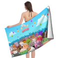 thumbnail image 4 of Squishmallow Toalla de playa de secado rápido con diseño temático, regalo para mujeres y niñas, ideal para cumpleaños, fans, amantes de la música, uso en la playa o al aire libre, 78 × 150 cm, 4 of 6