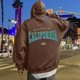 thumbnail image 1 of MHFRRA Sudadera con Capucha y Estampado de Letras, Informal, con Bolsillo Frontal, Ropa de Calle Cómoda para Uso Diario Marrón, 1 of 5
