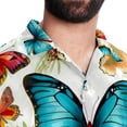 thumbnail image 5 of Flower Butterfly Men's Short Sleeve Shirts, Casual, Printed, Button Down Short, Summer Beach Shirts, Unisex, 5 of 6