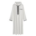 thumbnail image 4 of Thobe For Men Kaftan Long Sleeve Hooded Casual Middle East Cloth Shirt Gown Loose Fit Abaya Dubai Arab Robe,White,XL, 4 of 4
