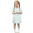 thumbnail image 4 of Cute Midi Dresses for Girls Size 3-12 Toddlers Kids Trendy Star-Printed Short Sleeve Crewneck Pullover Comfort Hawaiian Beach Dress, 4 of 8