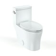 thumbnail image 3 of Elongated Toilet for Bathrooms, One-Piece Toilet with Soft Close Seat, Powerful & Quiet Left Side/ Dual Flush Trip Lever Flush , Ceramic Crisp White, 3 of 8