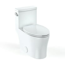 Huloretions Elongated Toilet for Bathrooms, One-Piece Toilet with Soft Close Seat, Comfortable Chair Seat，Powerful & Quiet Left Side Trip Lever Flush 1.28 GPF, Ceramic Crisp White 12" Rough-In