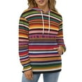 thumbnail image 3 of POBUDS Hoodie, Regular Fit Sporty Pullover Hooded Sweatshirt for Men Women Colorful Mexican Poncho Stripes S, 3 of 6