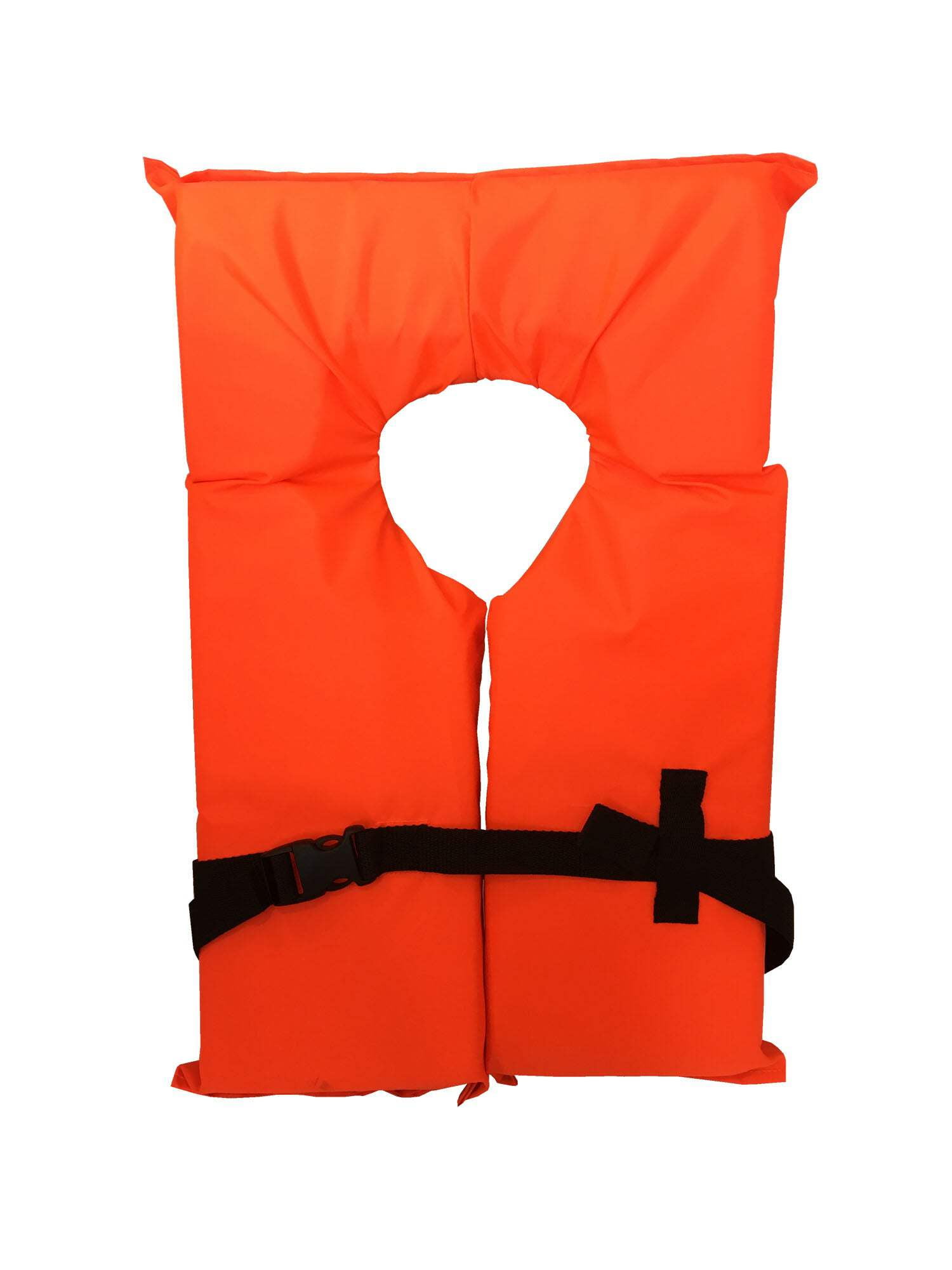 Hardcore Water Sports Hardcore Coast Guard approved life jackets for adults.  High visibility neon orange color type II keyhole life vest in classic May West style. Compliance life vests and flotation
