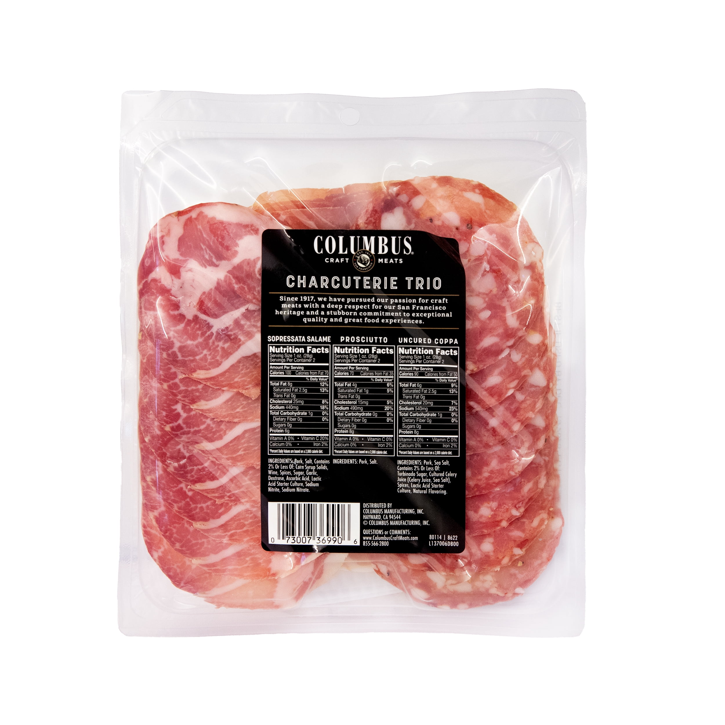 Columbus, Rustic Charcuterie Trio, Sliced Meats, Refrigerated 6 oz Plastic Tray
