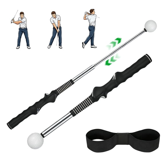 5-in-1 Retractable Golf Swing Trainer with Click Feedback, Ergonomic Grip Golf Training Aid